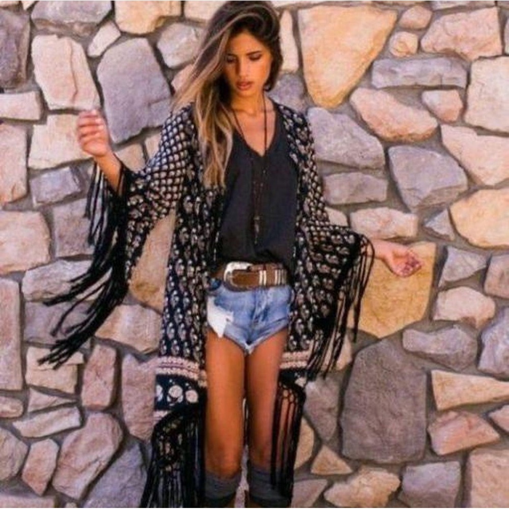 PS Classic Black tribal print flowy jacket, great condition.
